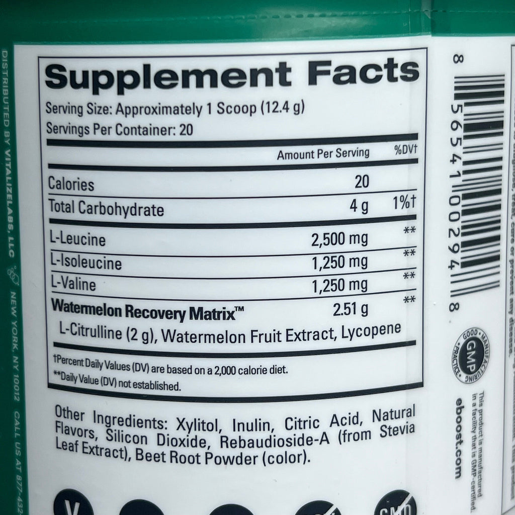 ZA@ EBOOST Gluten-Free Plant-Based Pre-Workout Watermelon Rescue 20 Serving BB 08/25 A