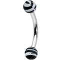 16G 5/16 Matte White Zebra Stripe Curved Eyebrow Ring