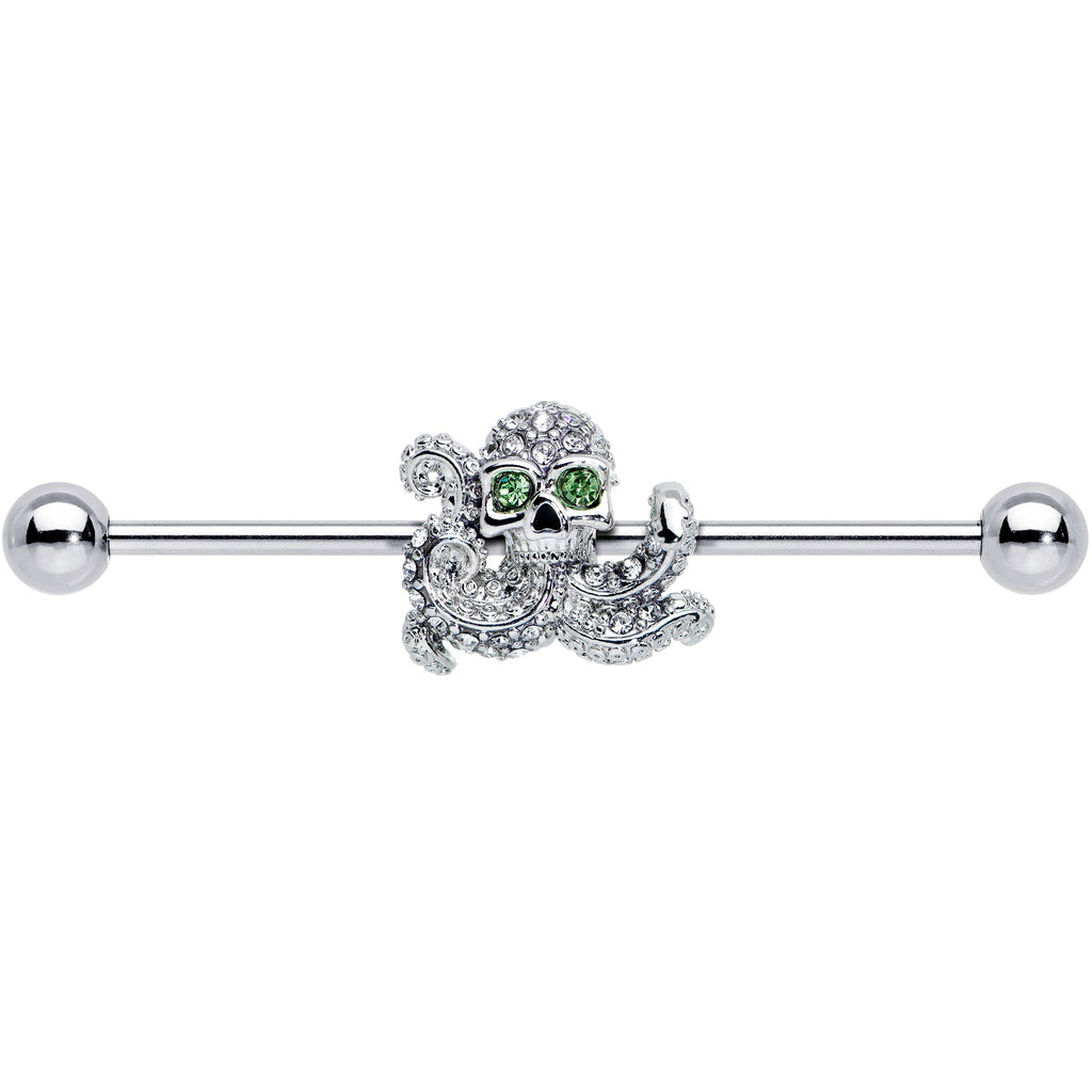 14G Clear Green Gem Sunglasses Octopus Industrial Barbell 38mm