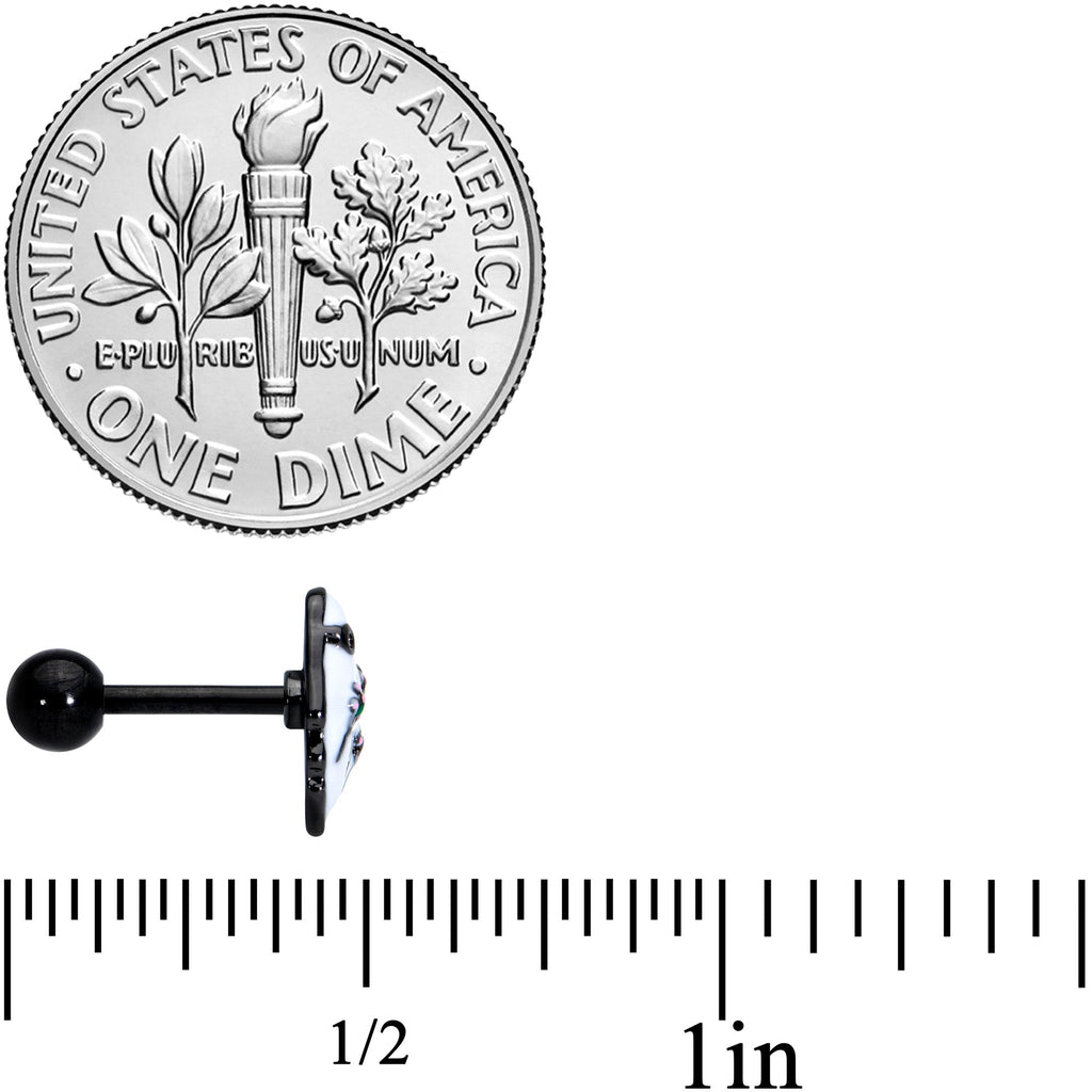 16G 1/4 Black Hipster Ghost Halloween Tragus Cartilage Earring