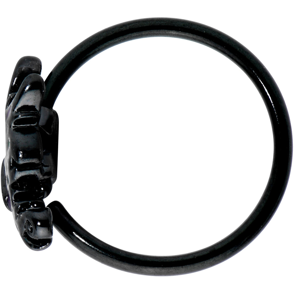 20G 5/16 Black Purple Wings Butterfly Nose Hoop