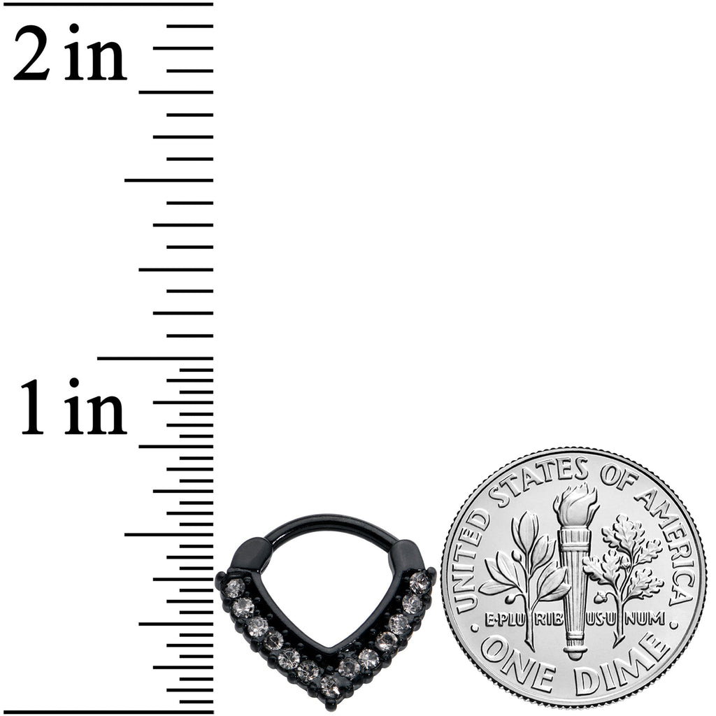 16G 5/16 Clear CZ Gem Black Classic Chevron Cartilage Clicker
