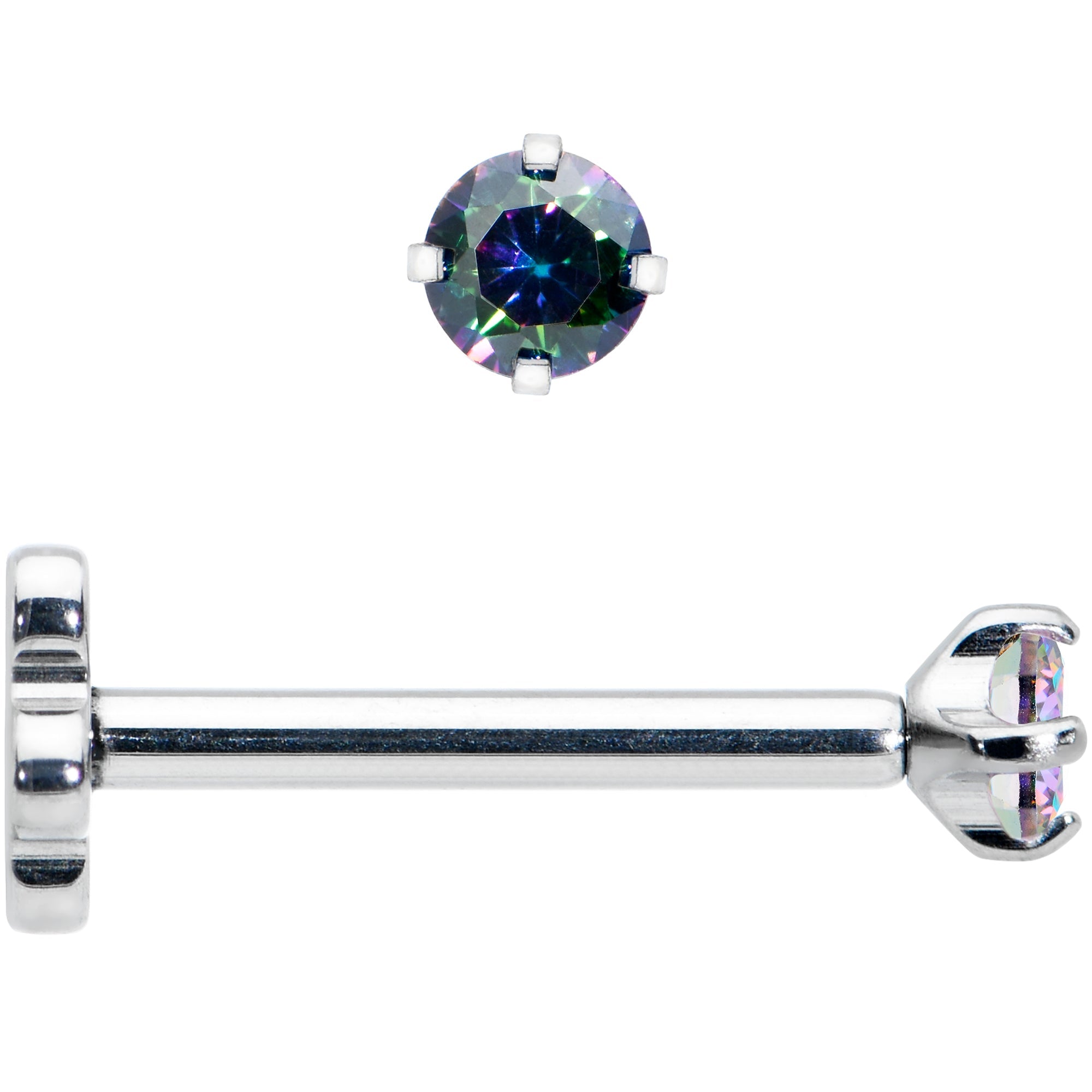 18G 5/16 Vitrail CZ G23 Titanium Threadless Flower Labret Tragus