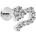 16G 1/4 Clear CZ Gem Half Heart Internally Threaded Labret Tragus