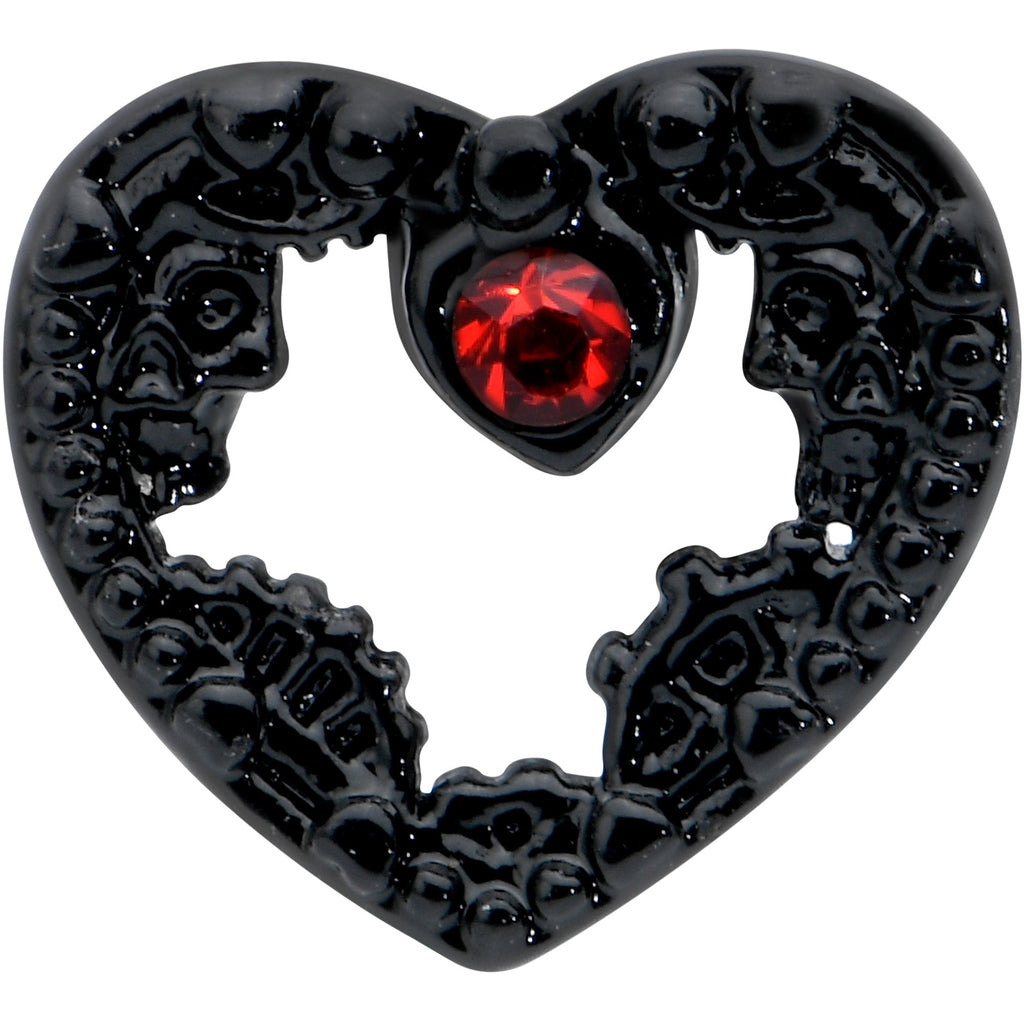 16G 5/16 Red Gem Black Steampunk Skull Labret Monroe Tragus