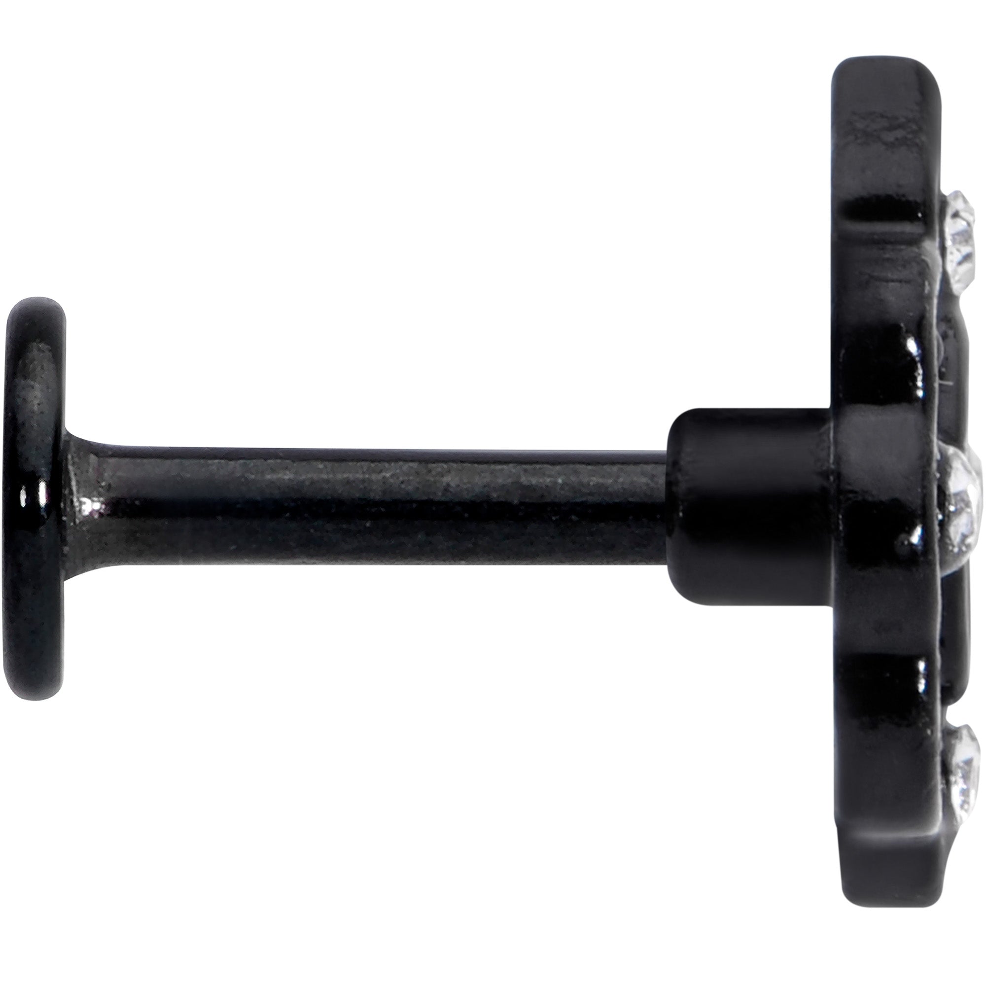 16G 1/4 CZ Faux Tourmaline Black Lacy Drop Labret