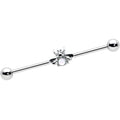 14G White Faux Opal Bee Beautiful Insect Industrial Barbell 38mm