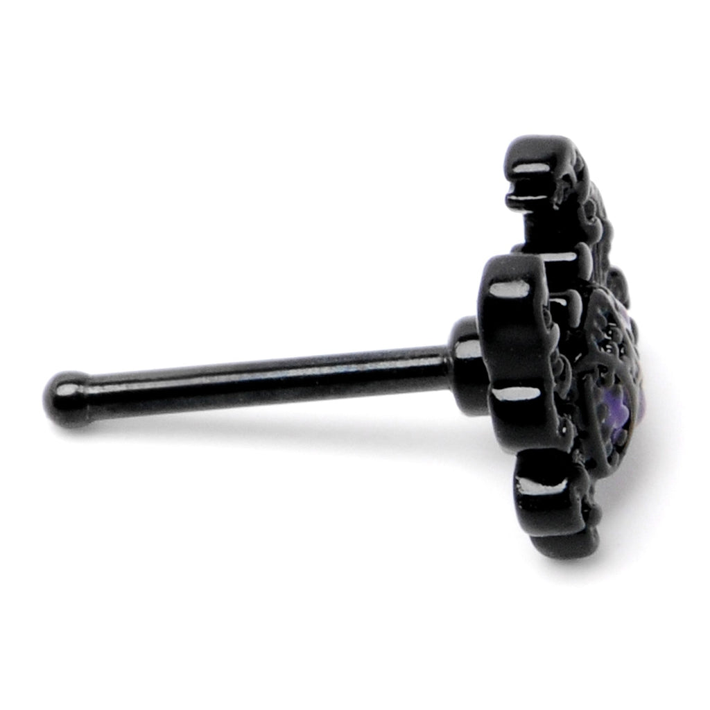 20G 1/4 Purple Gem Black Chic Crab Nose Bone
