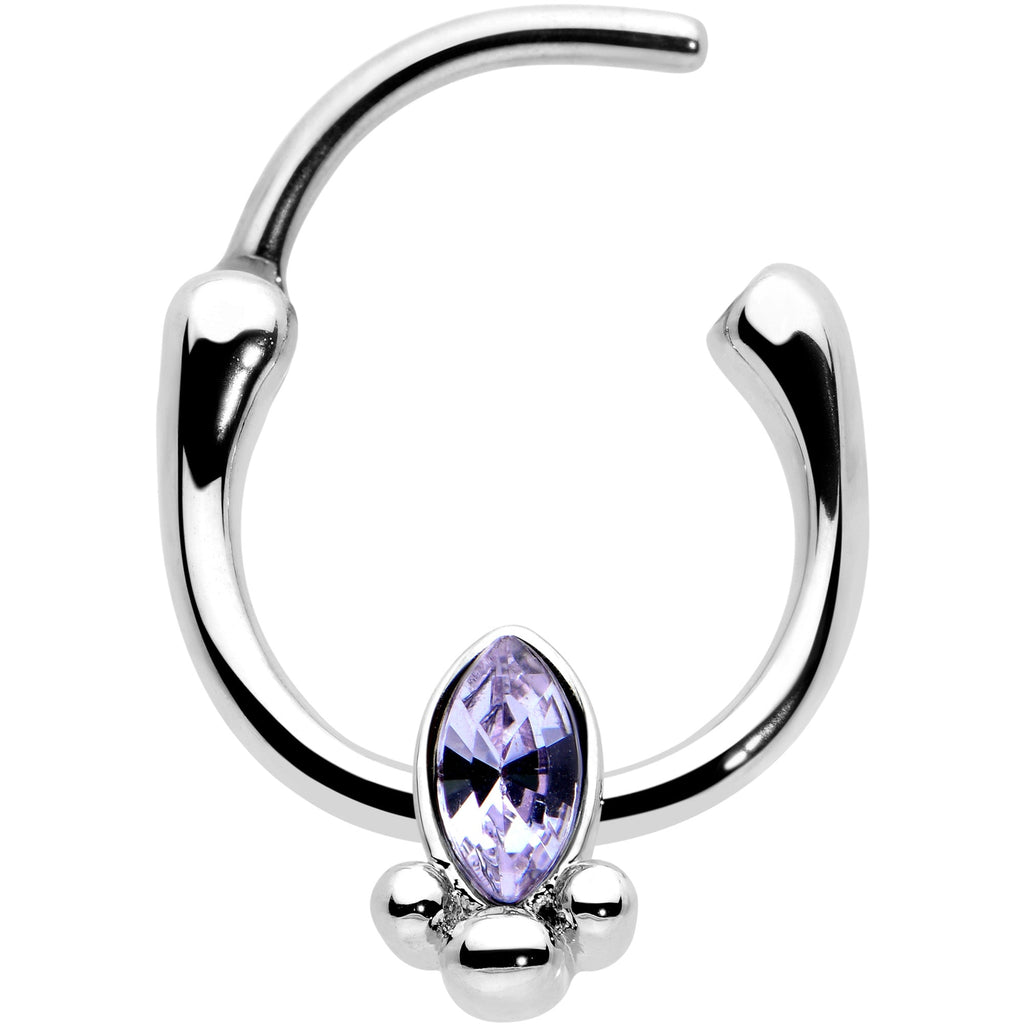 16G 5/16 Purple Gem Deco Oval Cartilage Clicker