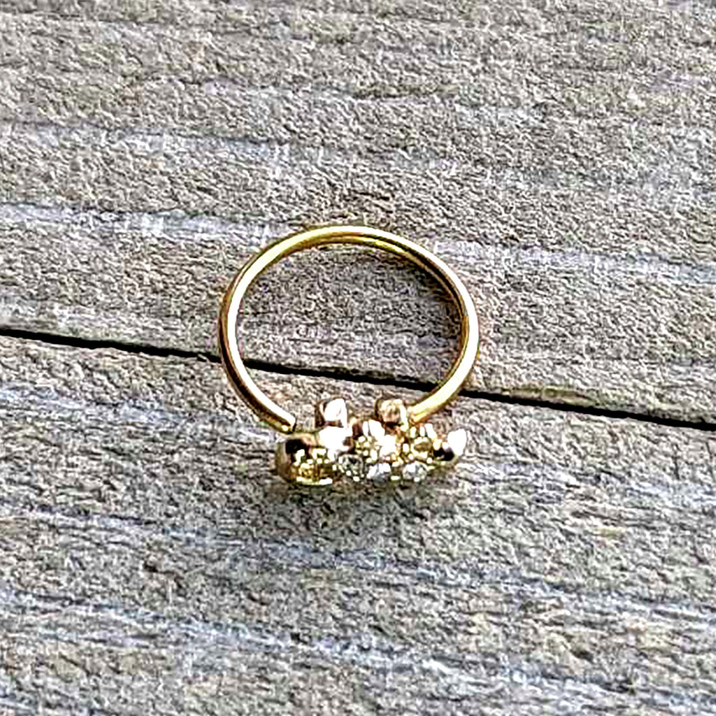 20G 5/16 Clear Gem Gold Tone Luscious Lizard Nose Hoop