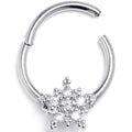 16G 3/8 Clear Gem Classic Snowflake Christmas Hinged Segment Ring