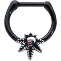 16G 5/16 Red Gem Black Pot Leaf Skull Cartilage Clicker