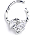 16G 3/8 Clear Gem Heart ofDragon Hinged Segment Ring