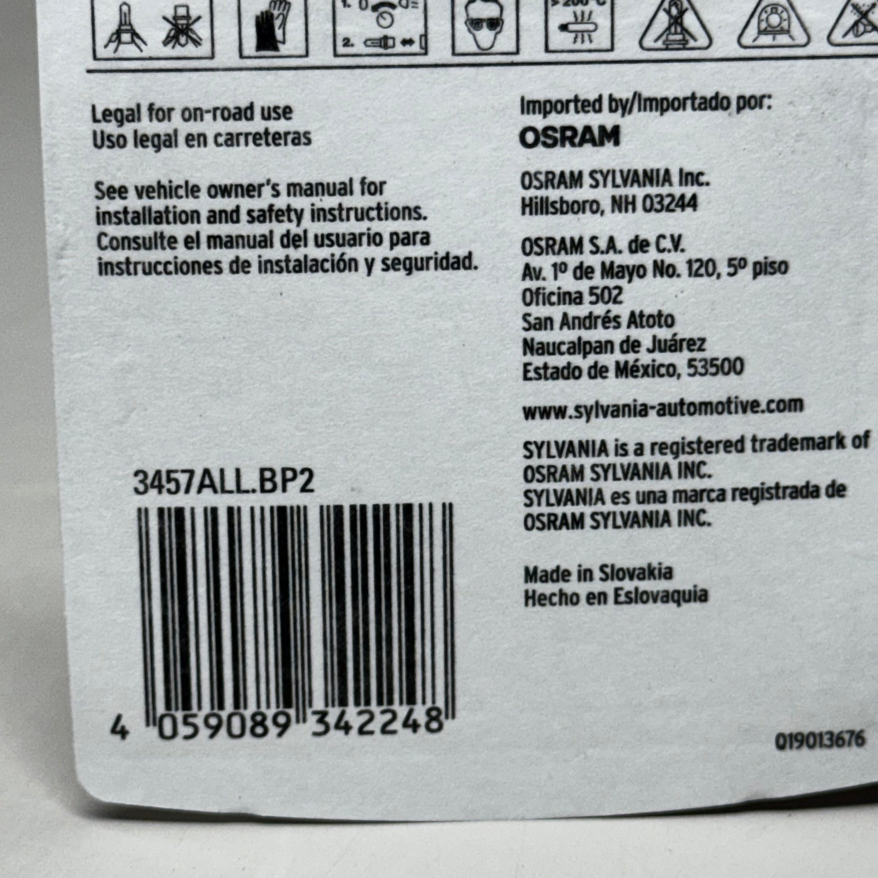 SYLVANIA (6 Bulb) Long Life Miniature 3457A, Orange 3457ALL.BP2