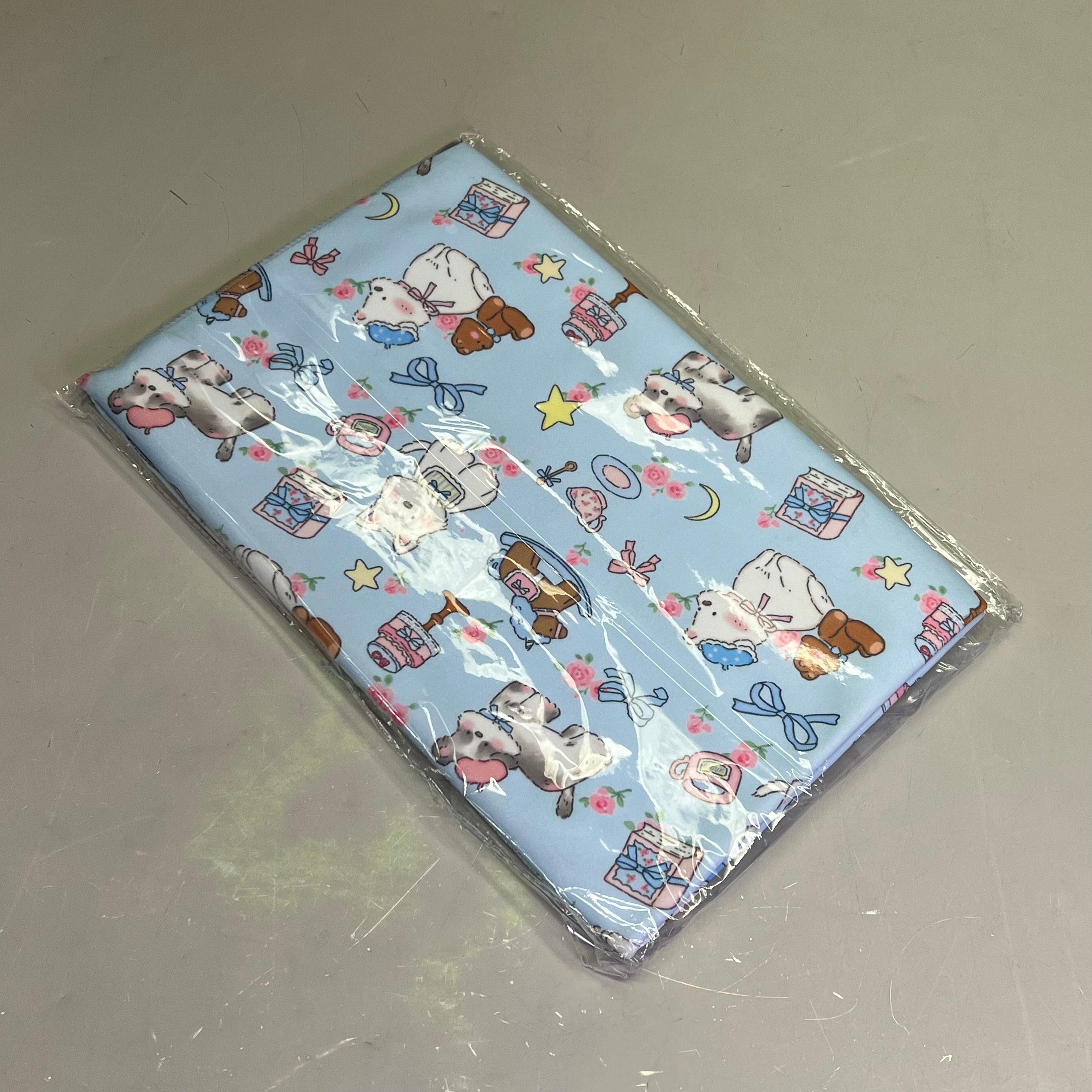 LOVLEY CAVES Self Adhesive Cat Wrap Grooming Blanket Puppys & Bows Pattern Blue