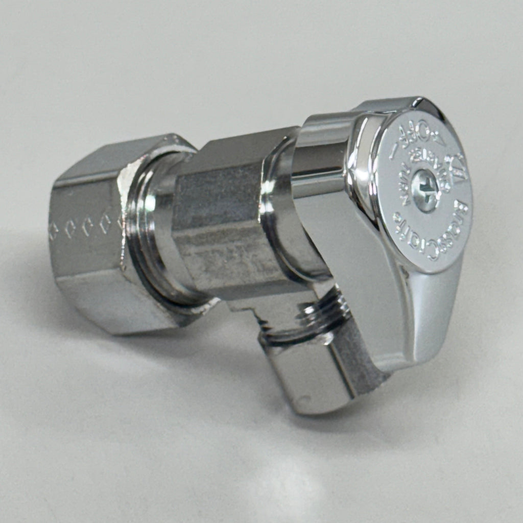 ZA@ BRASS CRAFT (5 PACK) 1/4" Turn Angle Supply STOP Valve 1/2"x3/8" Chrome G2CR19XC As-is Damaged Packaging