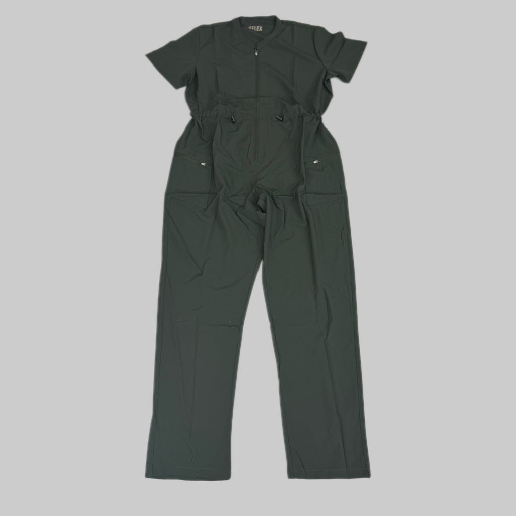 GREEN TOWN 4 Flex Scrubs Jumpsuit Cinch In Waist Women's Sz XL Olive GFX-023AST