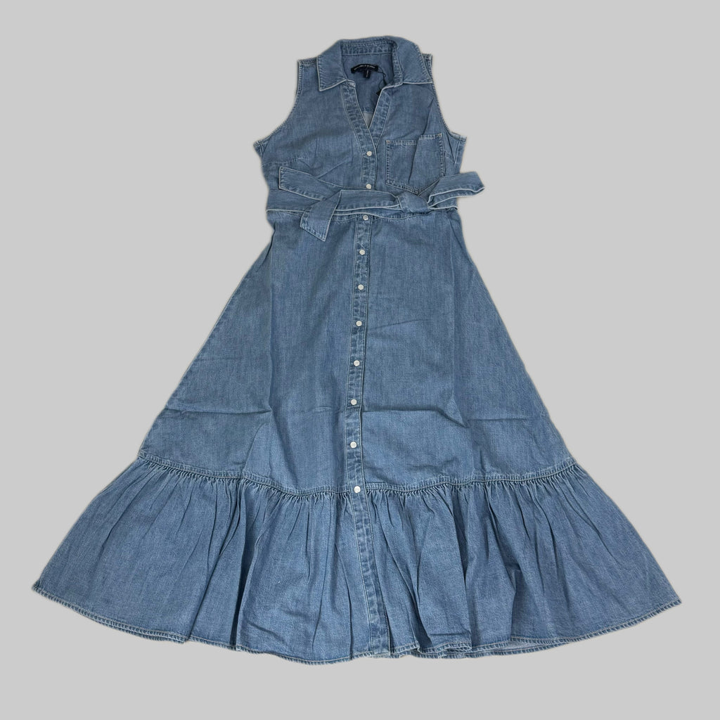 VERONICA BEARD Jeans Edwina Sleeveless Midi Dress Sz-10 Iceberg J24067101287IC