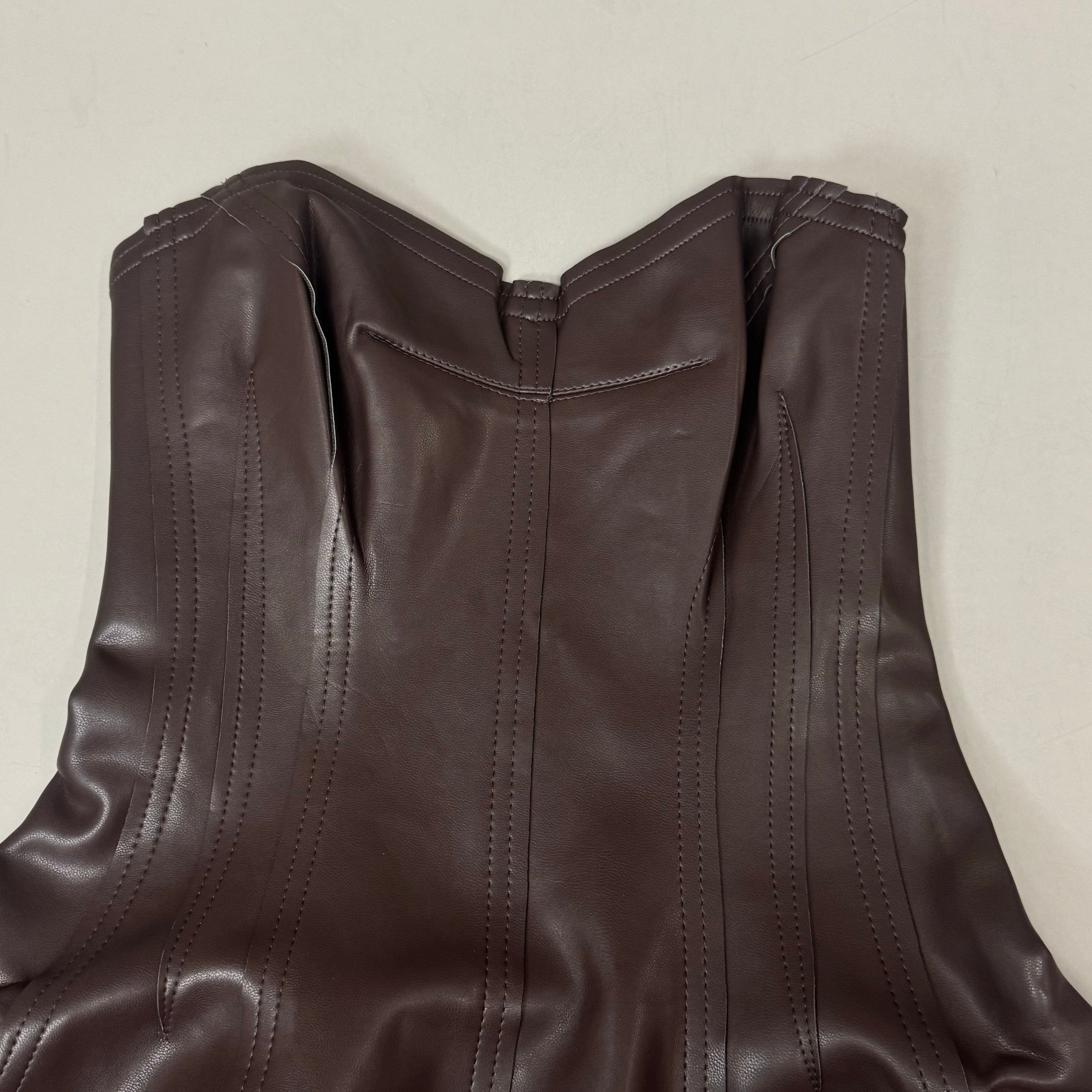 NORMA KAMALI Strapless Grace Mini Dress Unlined Women's Sz XXS/32 Chocolate