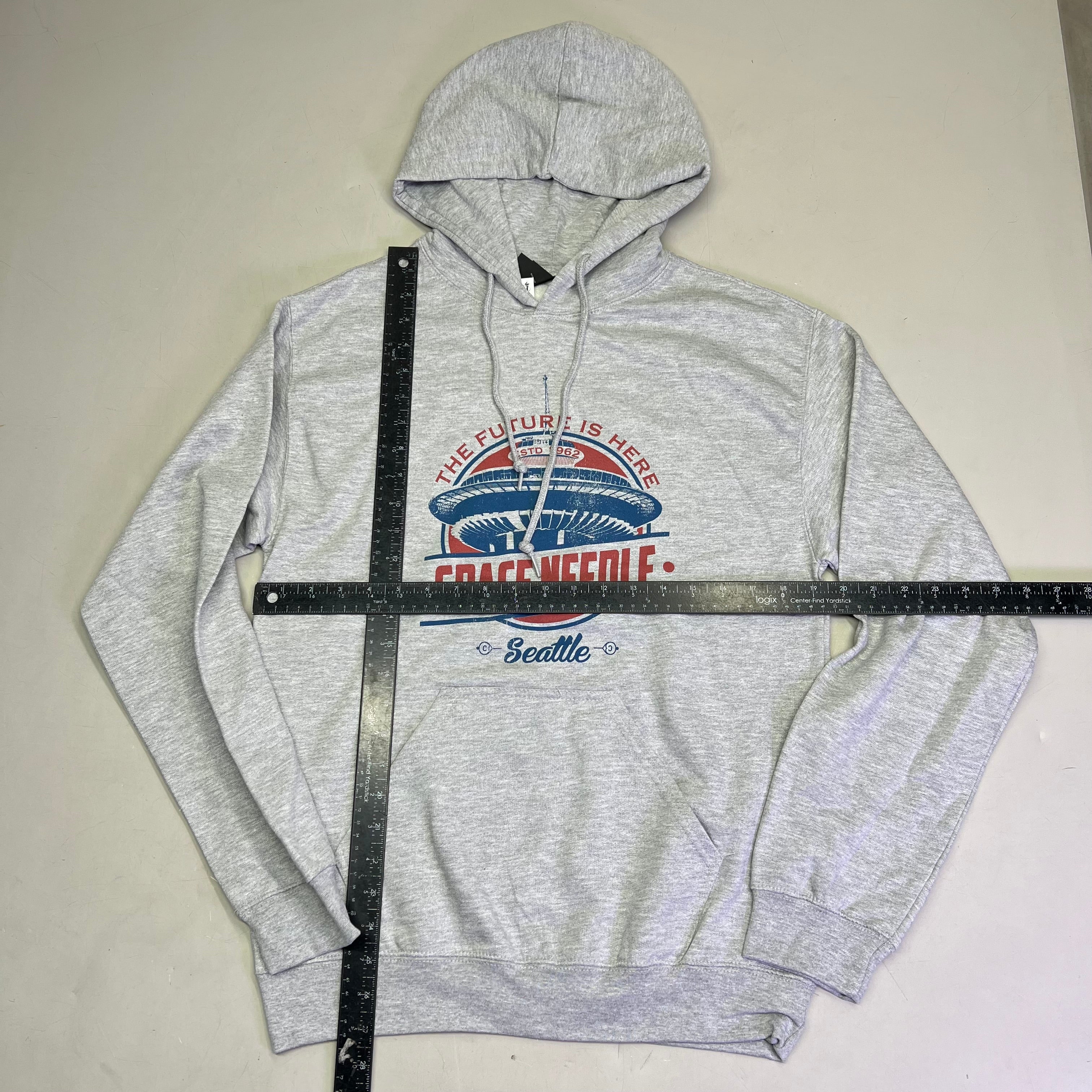 POINT Seattle Washington Space Needle Hoodie Unisex Sz S Heather Grey 041713