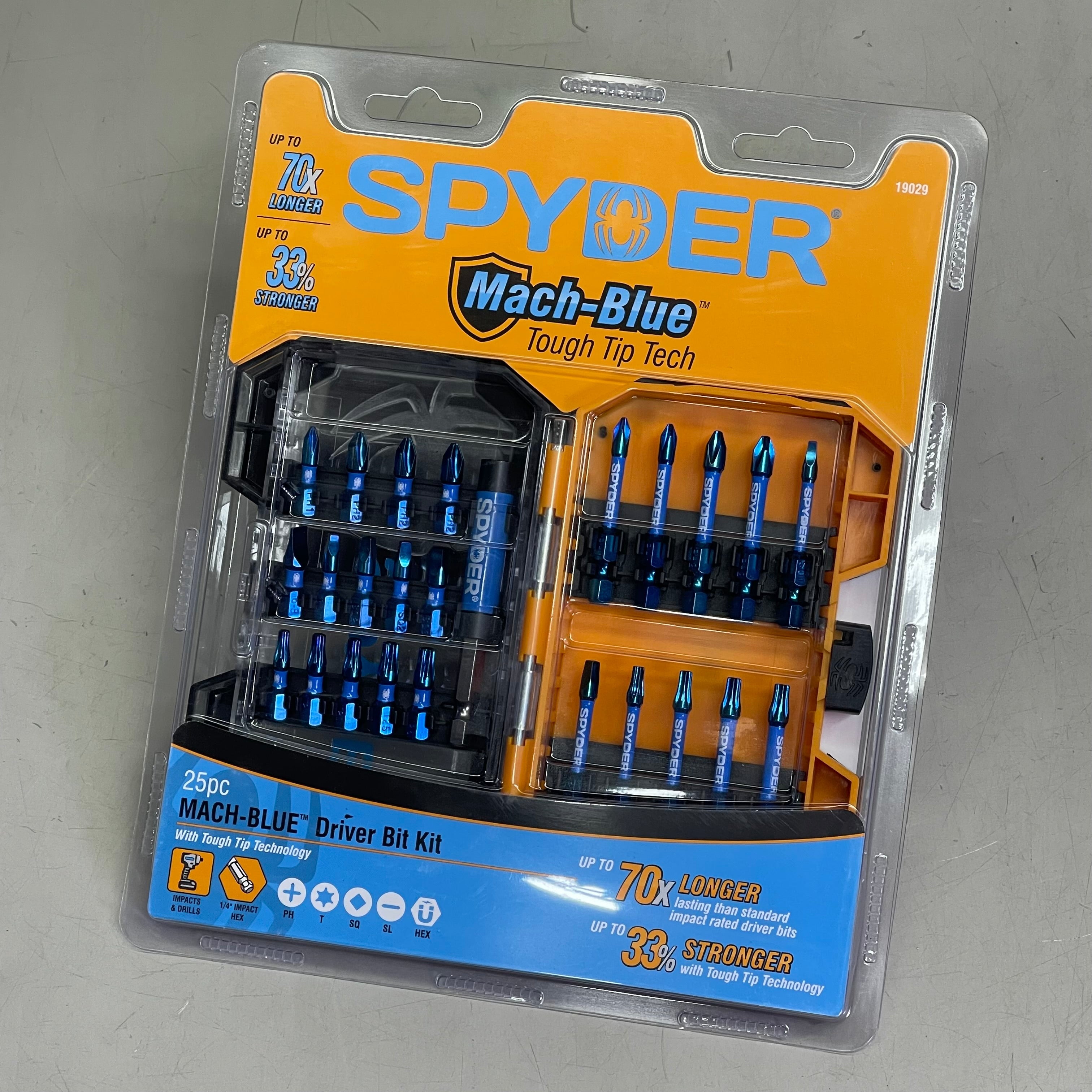 SPYDER Mach-Blue Driver Bit Kit 25 Piece Metallic Blue 19029
