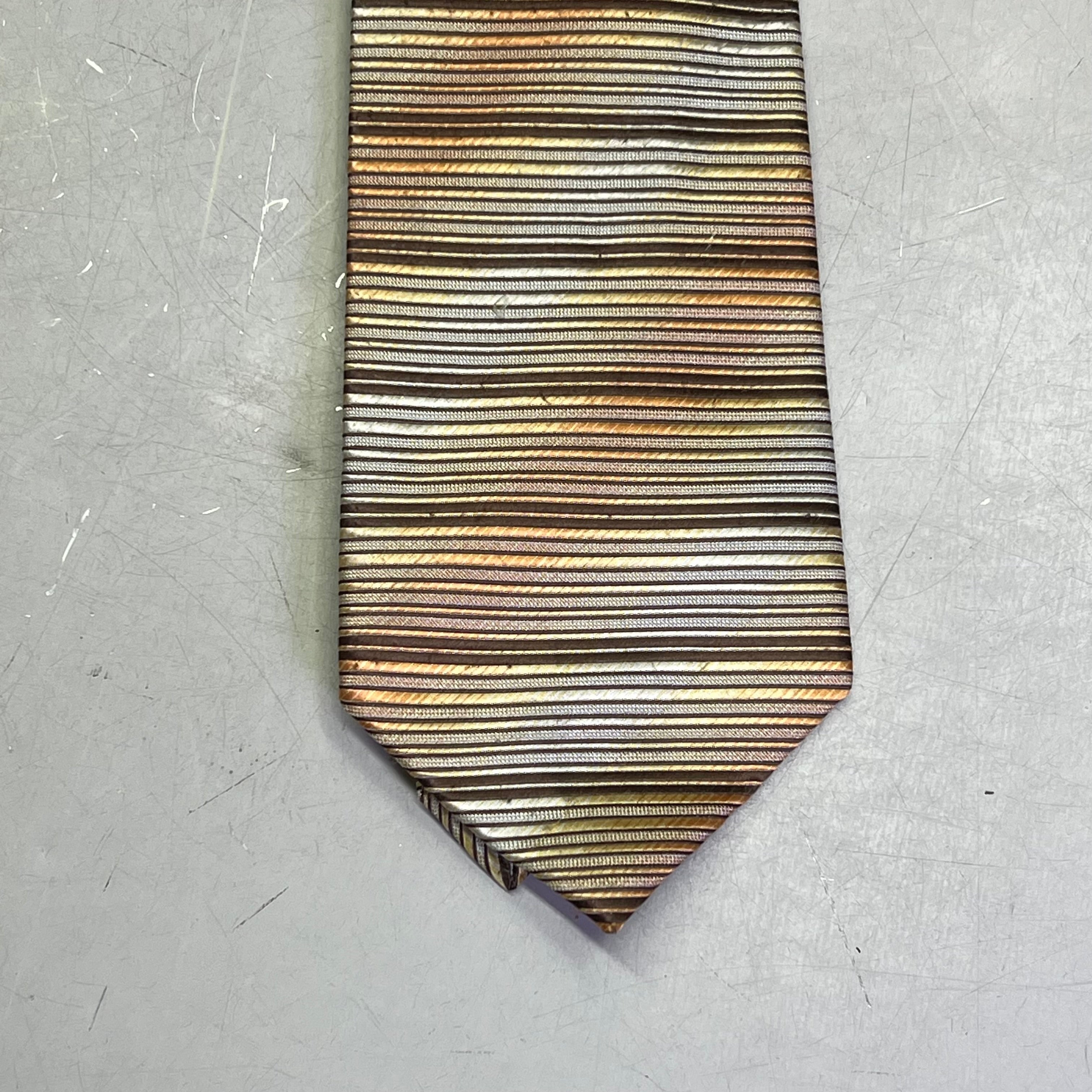 ALEXANDER JULIAN COLOURS Horizontal Design Tie 60" Brown/Orange/Yellow Pre-Owned