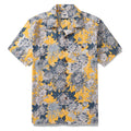 Yellow Hawaiian Shirt For Men Japanese Flower Shirt Camp Collar 100% Cotton Shirt By Yakima
