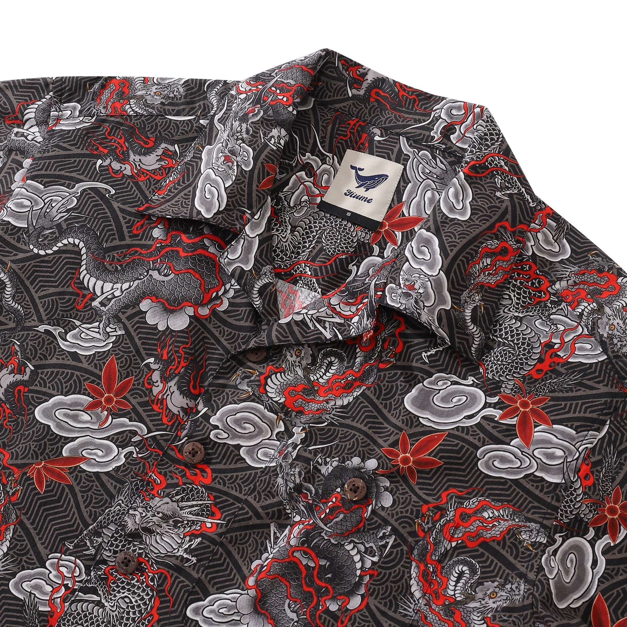 Men's Hawaiian Shirt The Dragon's Flight Print Cotton Camp Collar Short Sleeve Aloha Shirt By Sun