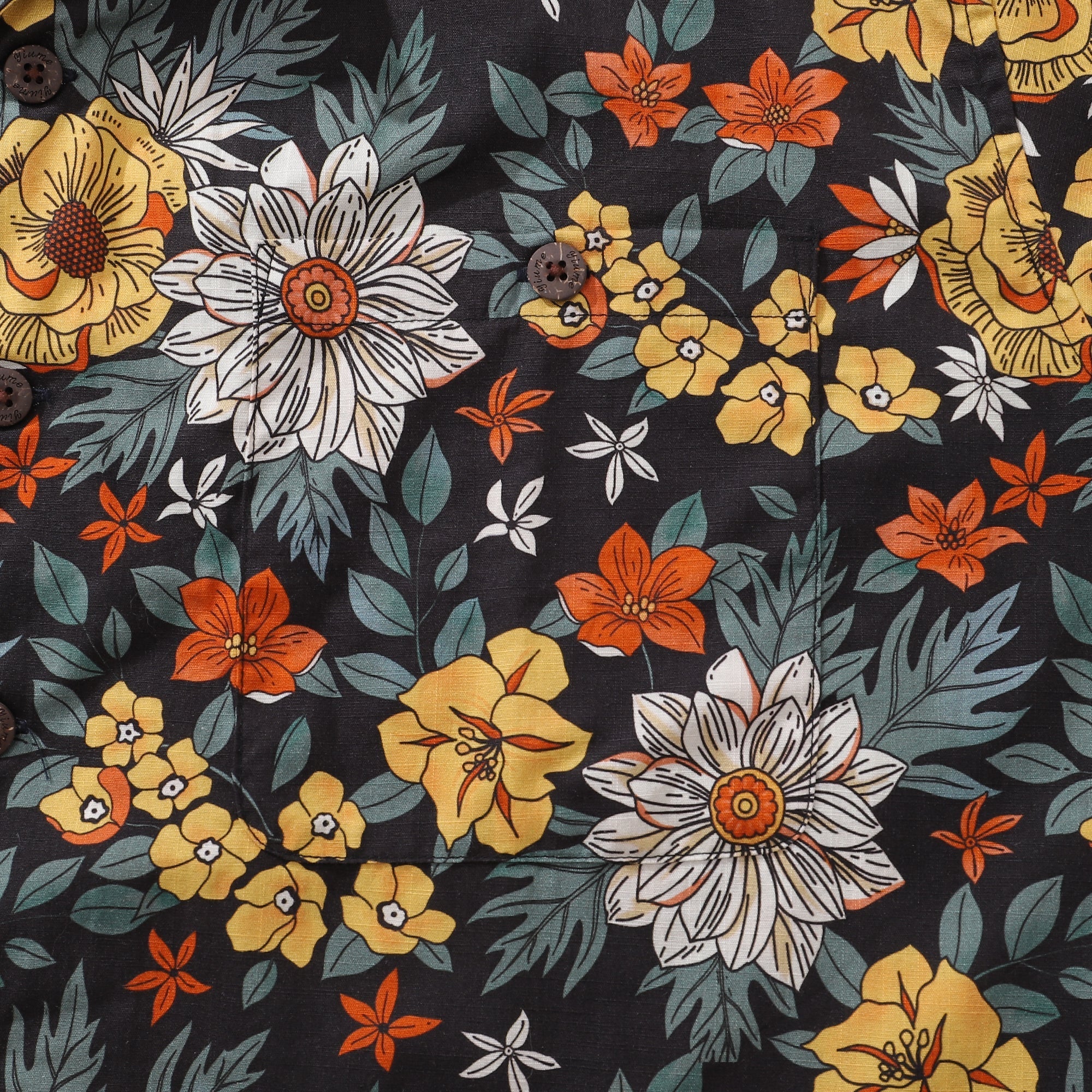 Hawaiian Shirt For Men Autumn Garden Print Shirt Camp Collar 100% Cotton By Sherry