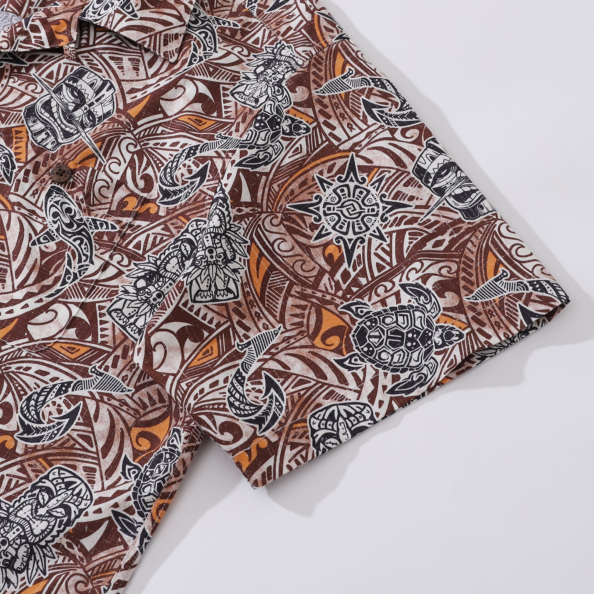 Hawaiian Shirt For Men Tiki Totem Vintage Shirt Camp Collar 100% Cotton By Sun