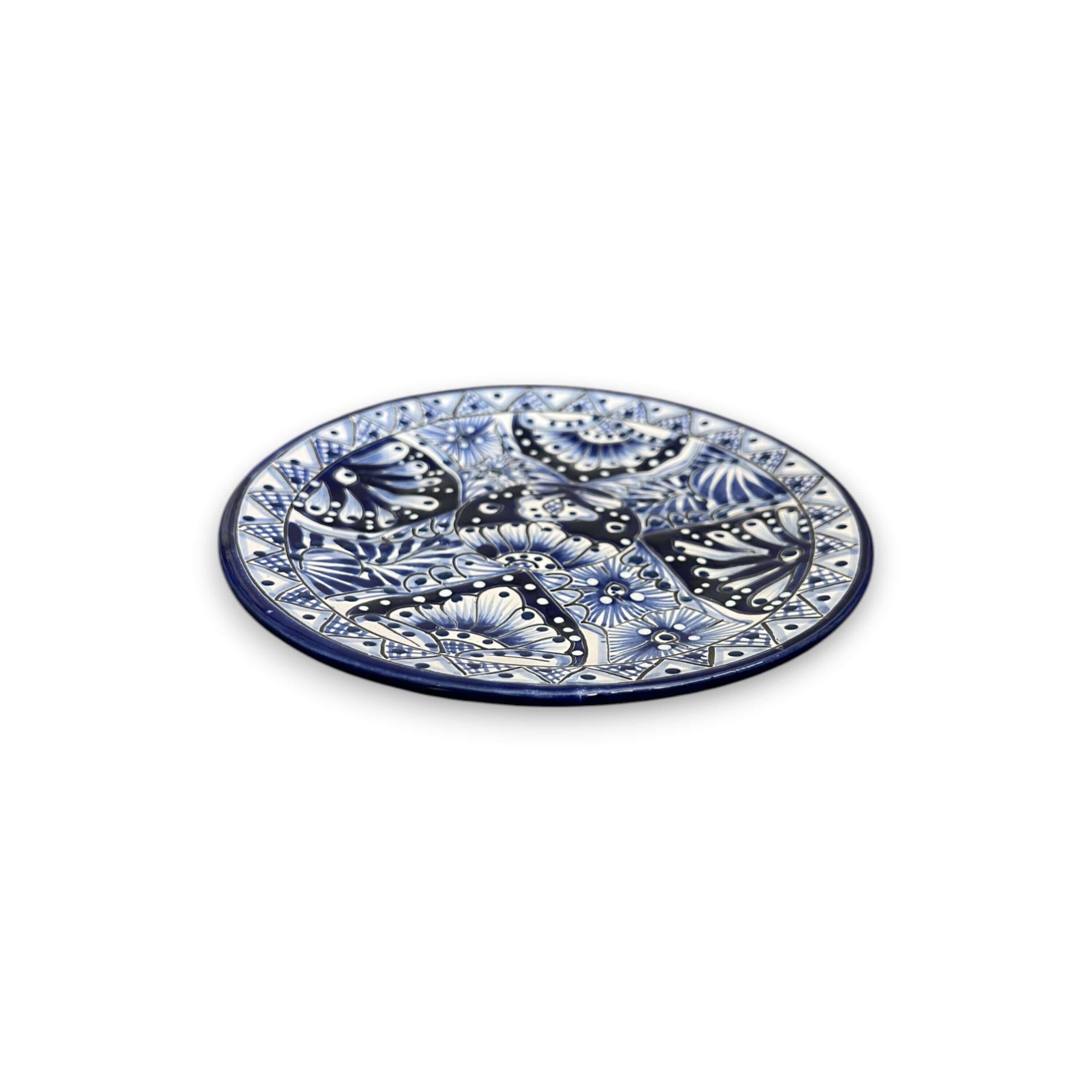 8" Talavera Blue & White Dinner Plate | Mexican Dinnerware