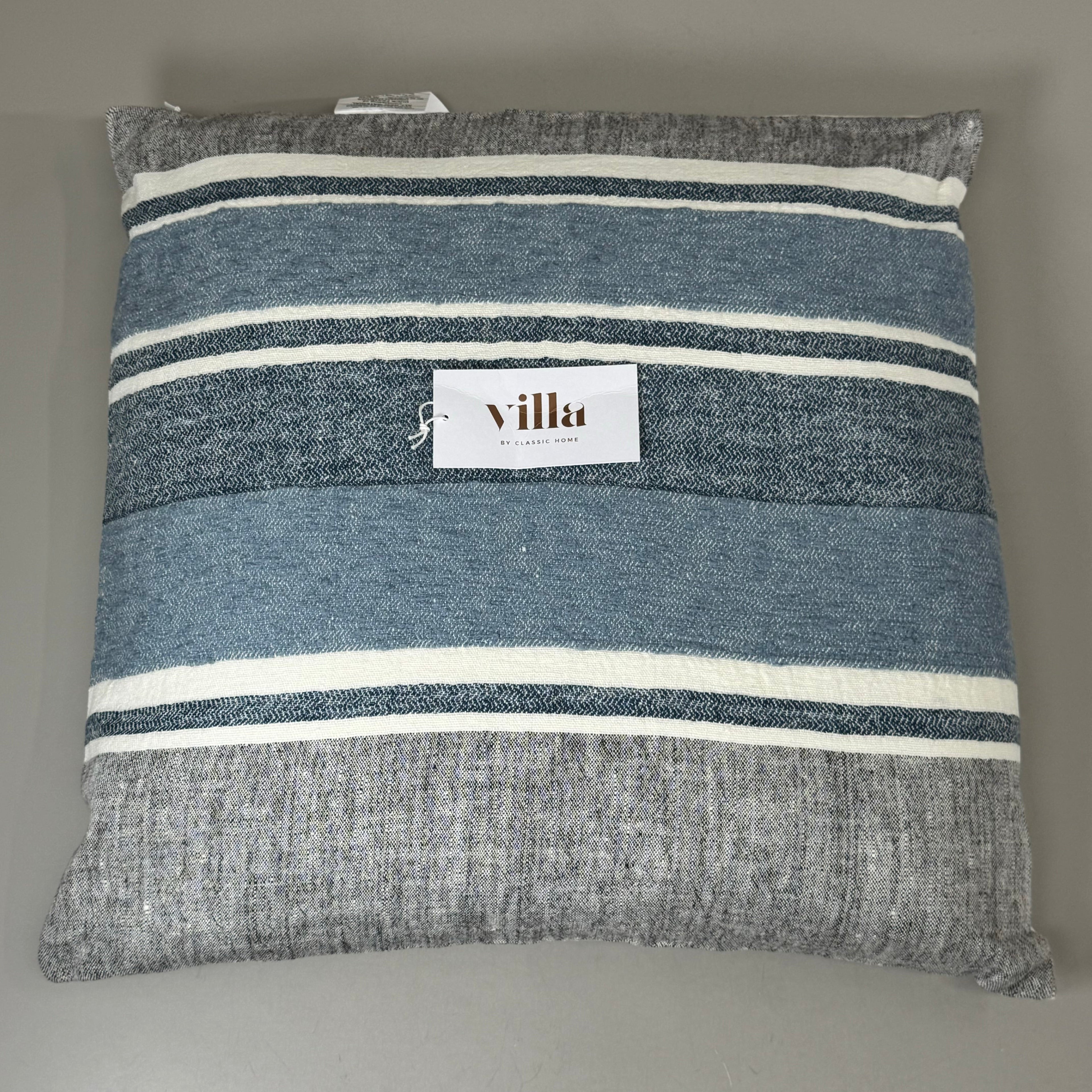 VILLA 22"x22" RN ST Lima Decorative Throw Pillow in Blue/Grey