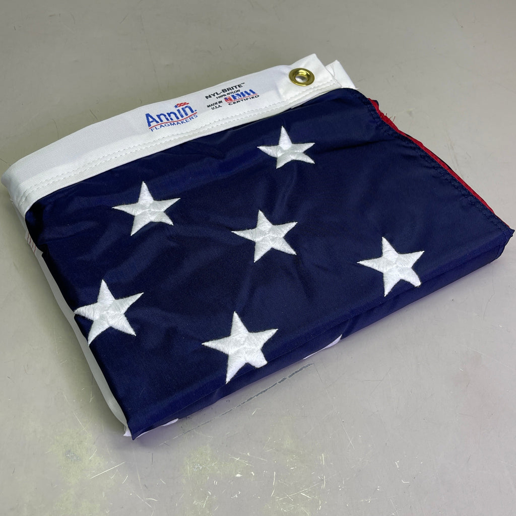 ANNIN American Flag USA Made Nylon UV Resistant 4'x 6' Red, White & Blue 3JN77