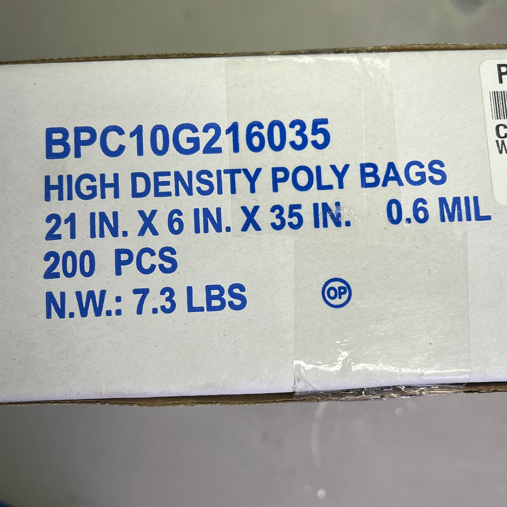 ELKAY PLASTICS (200) High Density Poly Bags 21 In. X 6 In. X 35 In.