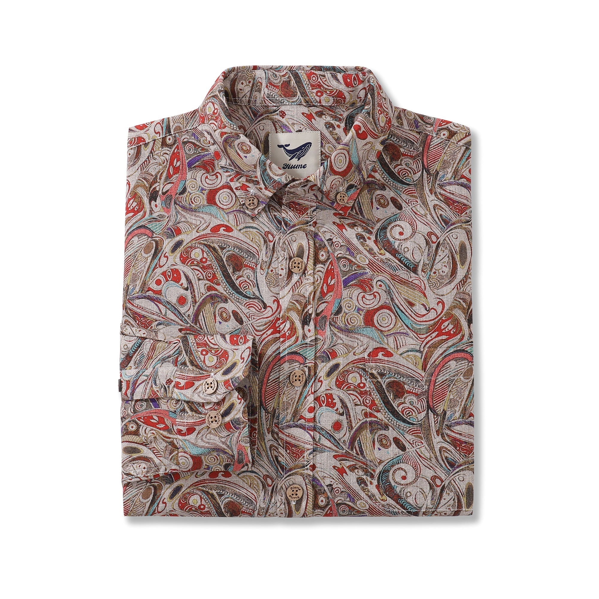 Men's Hawaiian Shirt Geometry of Tradition Cotton Button-down Long Sleeve Aloha Shirt By Cigar