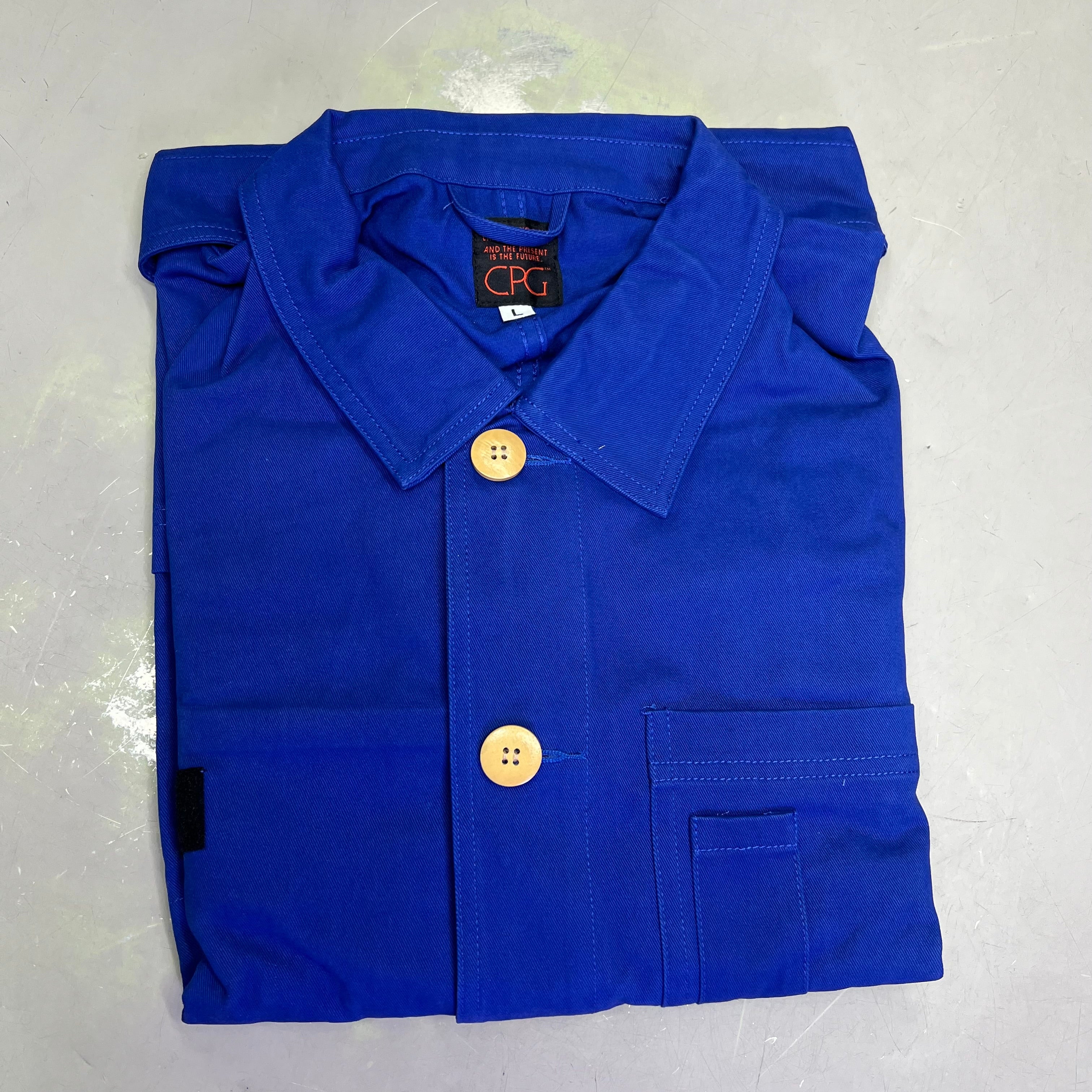 CPG CODEGRAPHY WORLDWIDE 4 Pocket Button Up Shore Coat Men's Sz L Blue