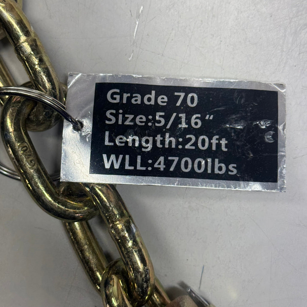 BOXER Cargo Chain With Clevis Grab Hooks Sz 5/16" x 20' Grade 70, Golden