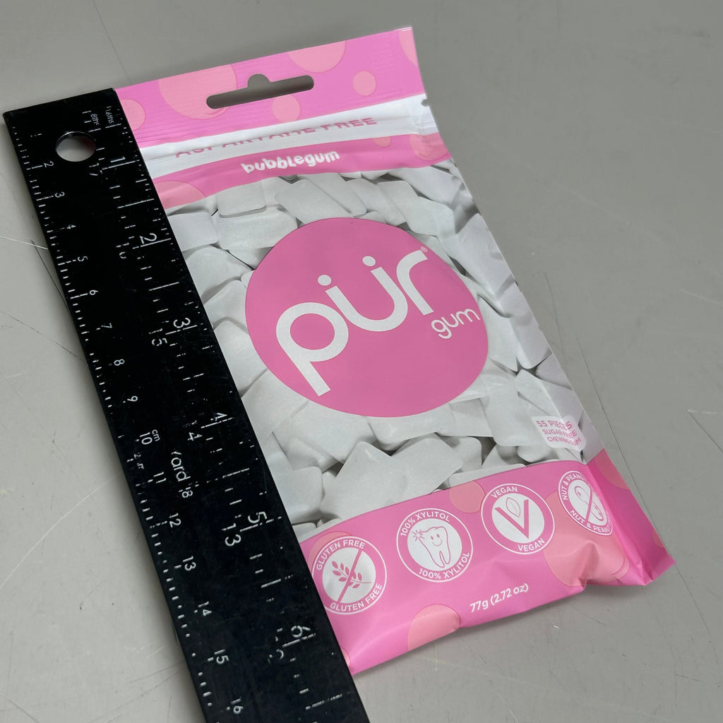 PUR (12 PACK, 55 Pieces Each) Sugar Free BubbleGum Flavored Chewing Gum