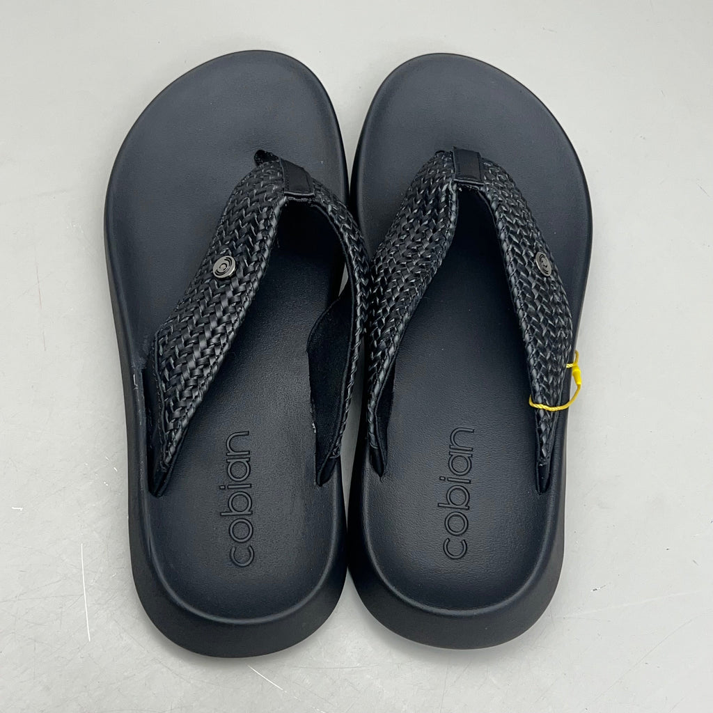 COBIAN Palmilla Braided Synthetic Leather Strap Sandals Women's Sz 9 EU 39.5 Black PAL25-001-09