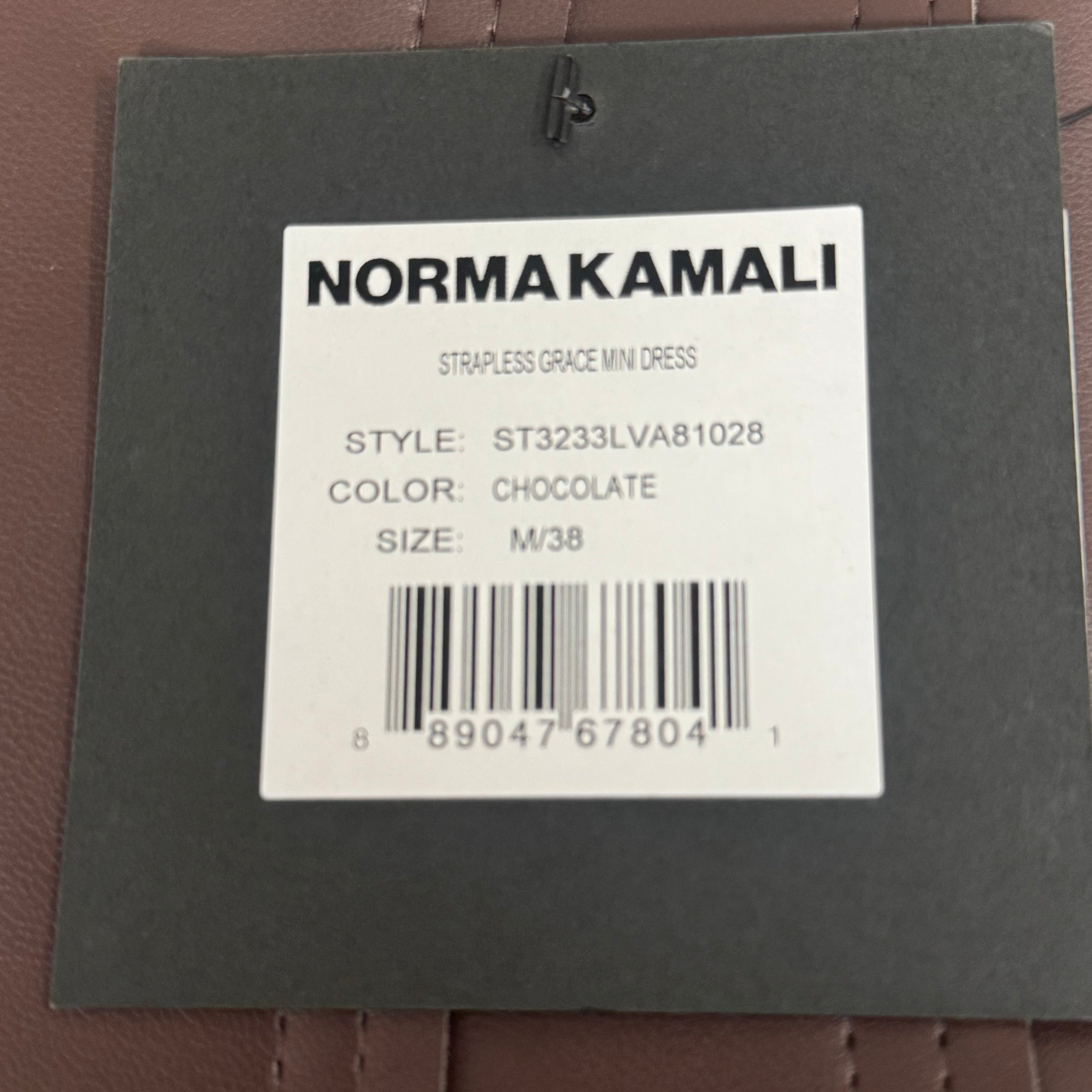 NORMA KAMALI Strapless Grace Mini Dress Unlined Women's Sz M/38 Chocolate
