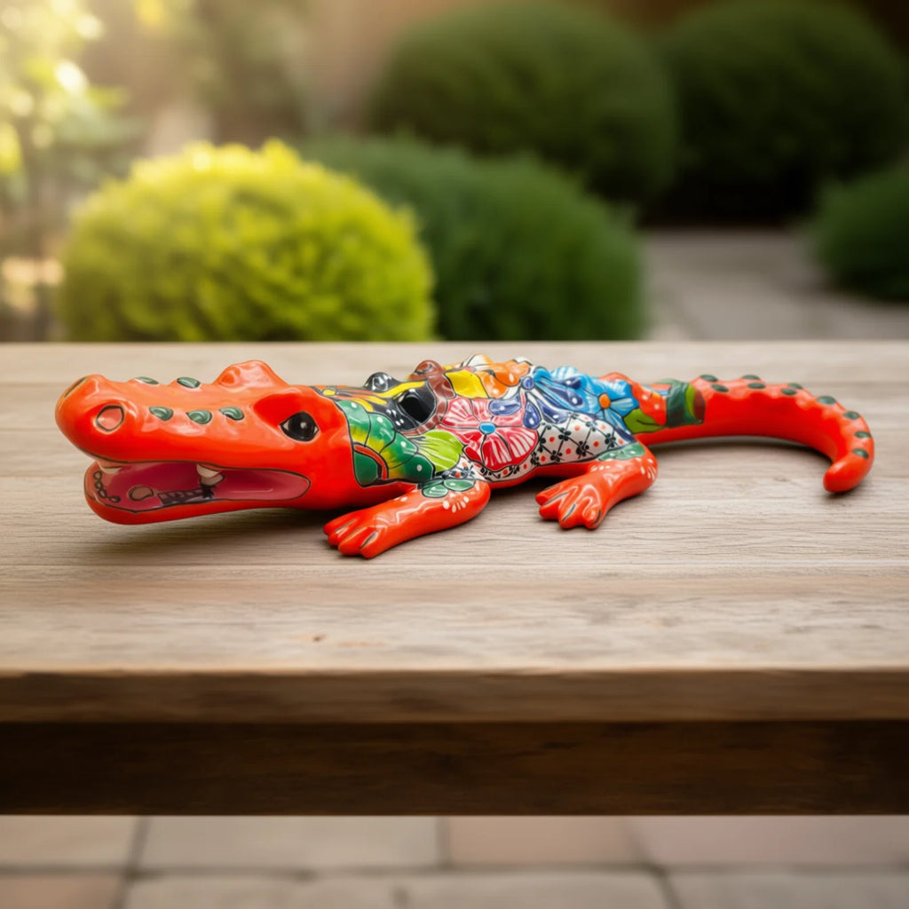 Large Talavera Alligator | Mexican Handmade Ceramic Reptile Art