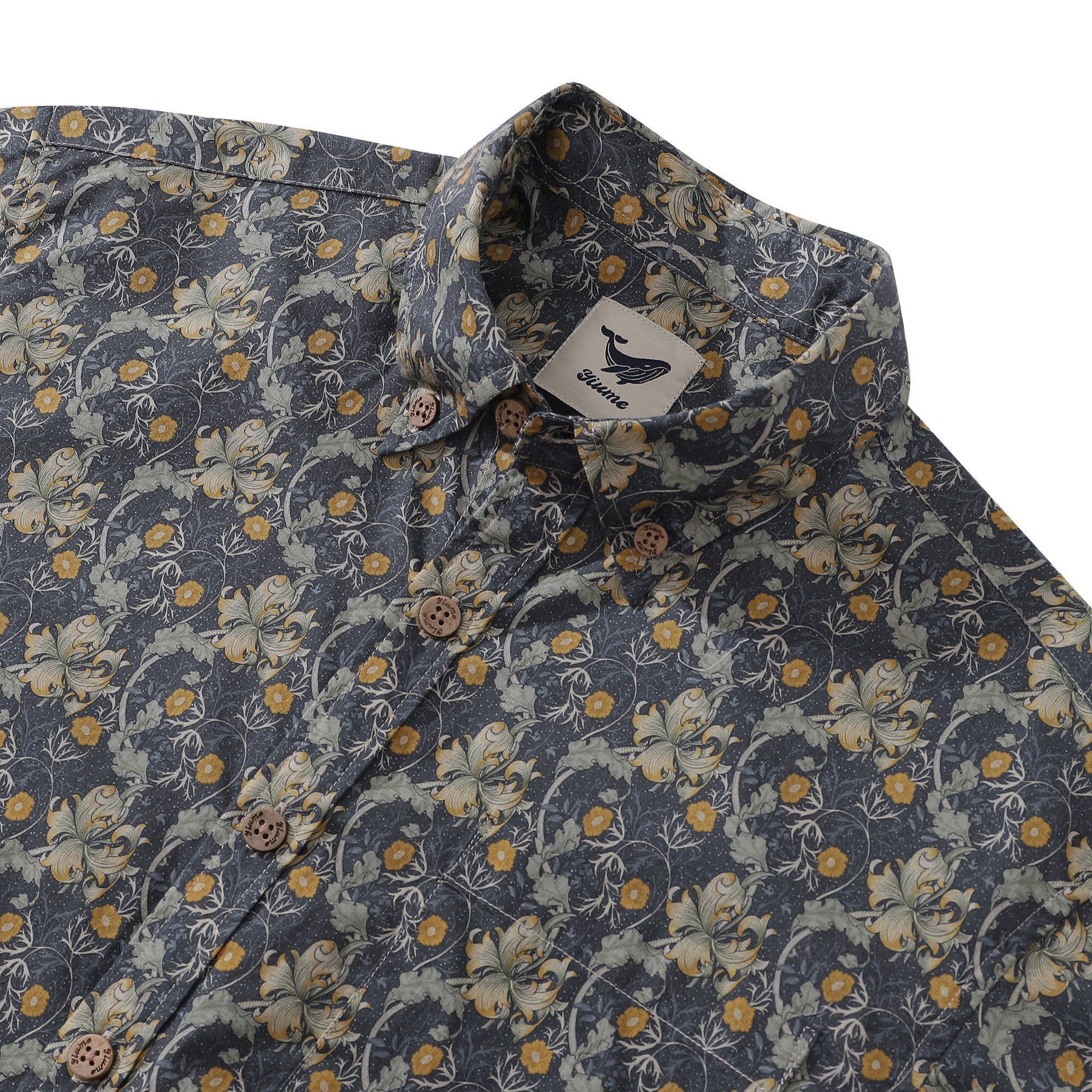 Men's Hawaiian Shirt Vintage Floral Print Cotton Button-down Short Sleeve Aloha Shirt By Sherry