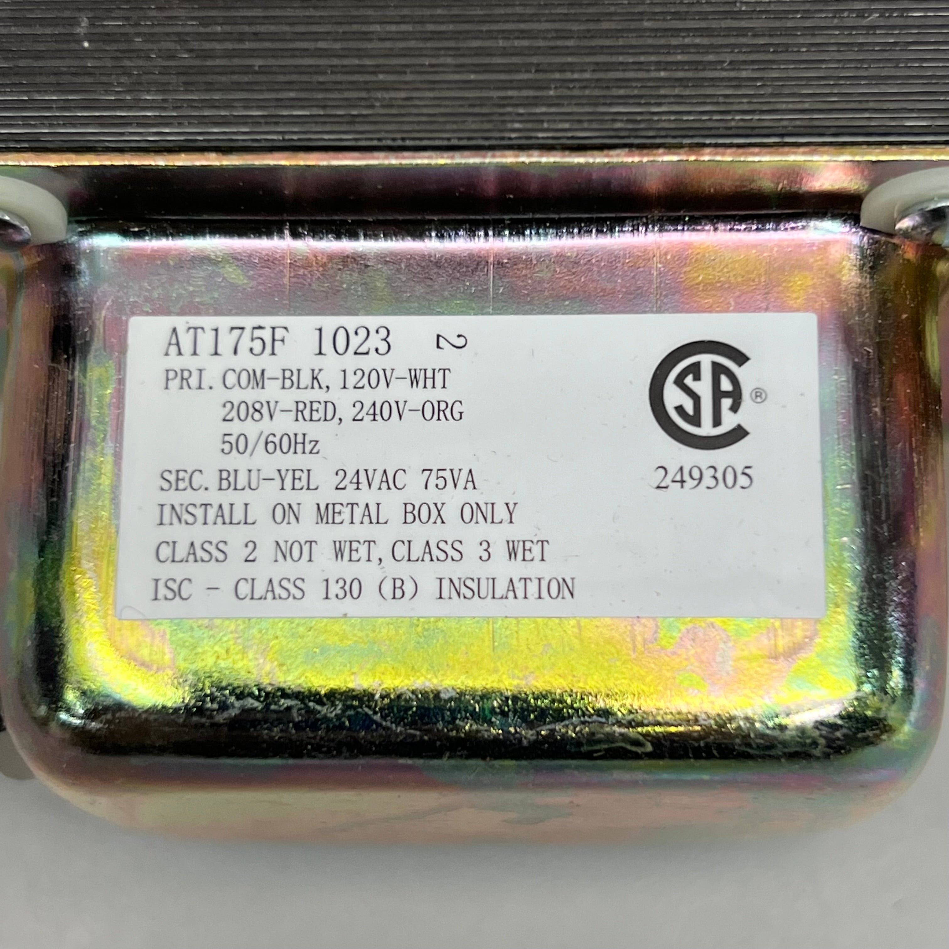 RESIDEO Universal Circuit Breaker Transformers Plate or Panel Mounted 120/208/240 Vac 9 in. AT175F 1023
