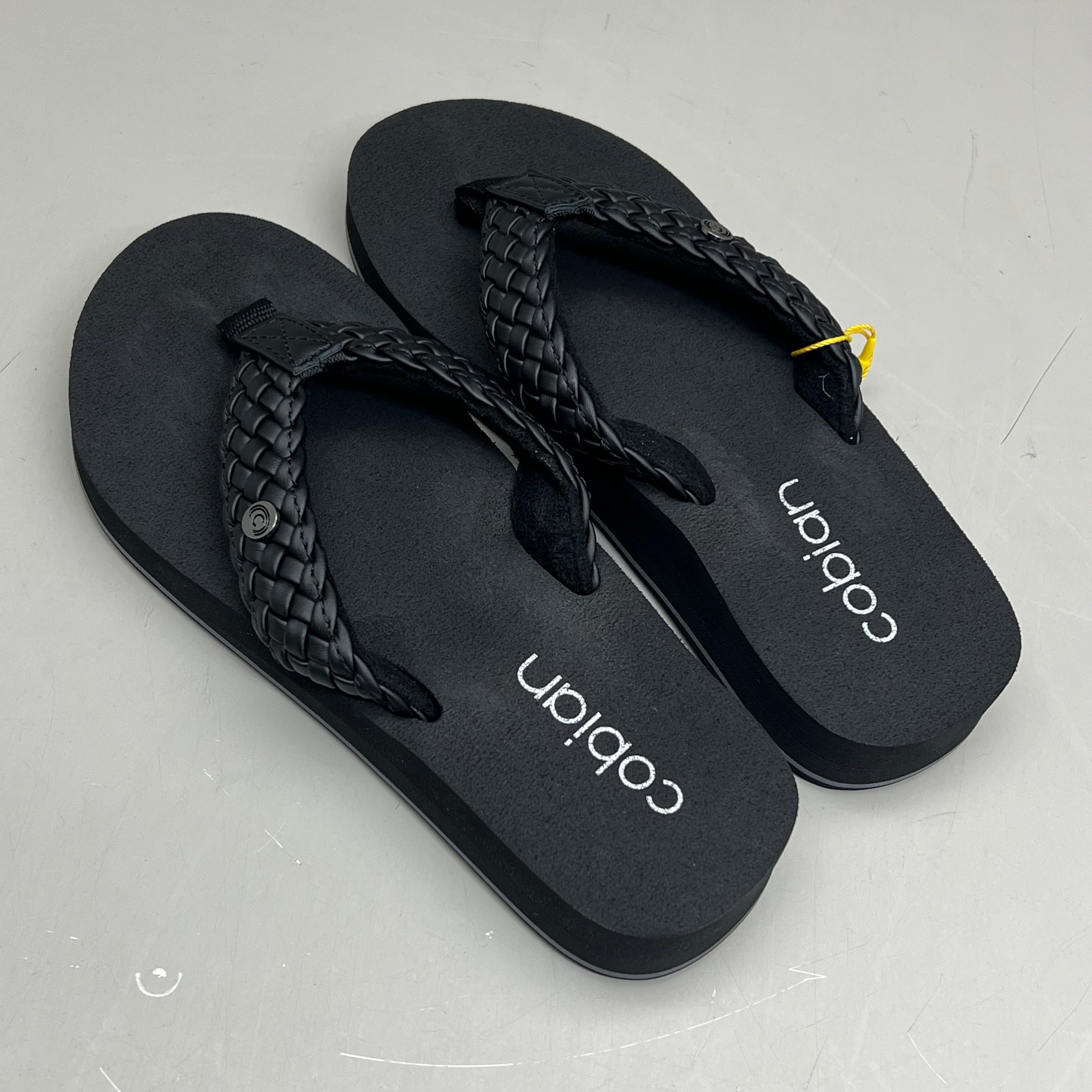 COBIAN Braided Bounce Synthetic Leather Sandals Women's Sz 6 EU 35.5  Black BRB10-001-6