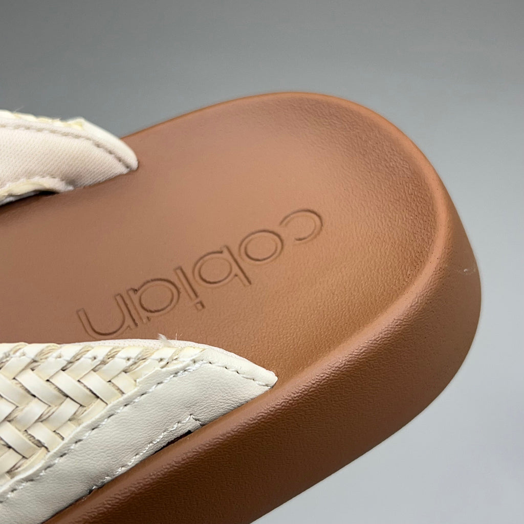 COBIAN Palmilla Braided Synthetic Leather Strap Women's Sz 8 EU 38.5 Cream PAL25-110-8