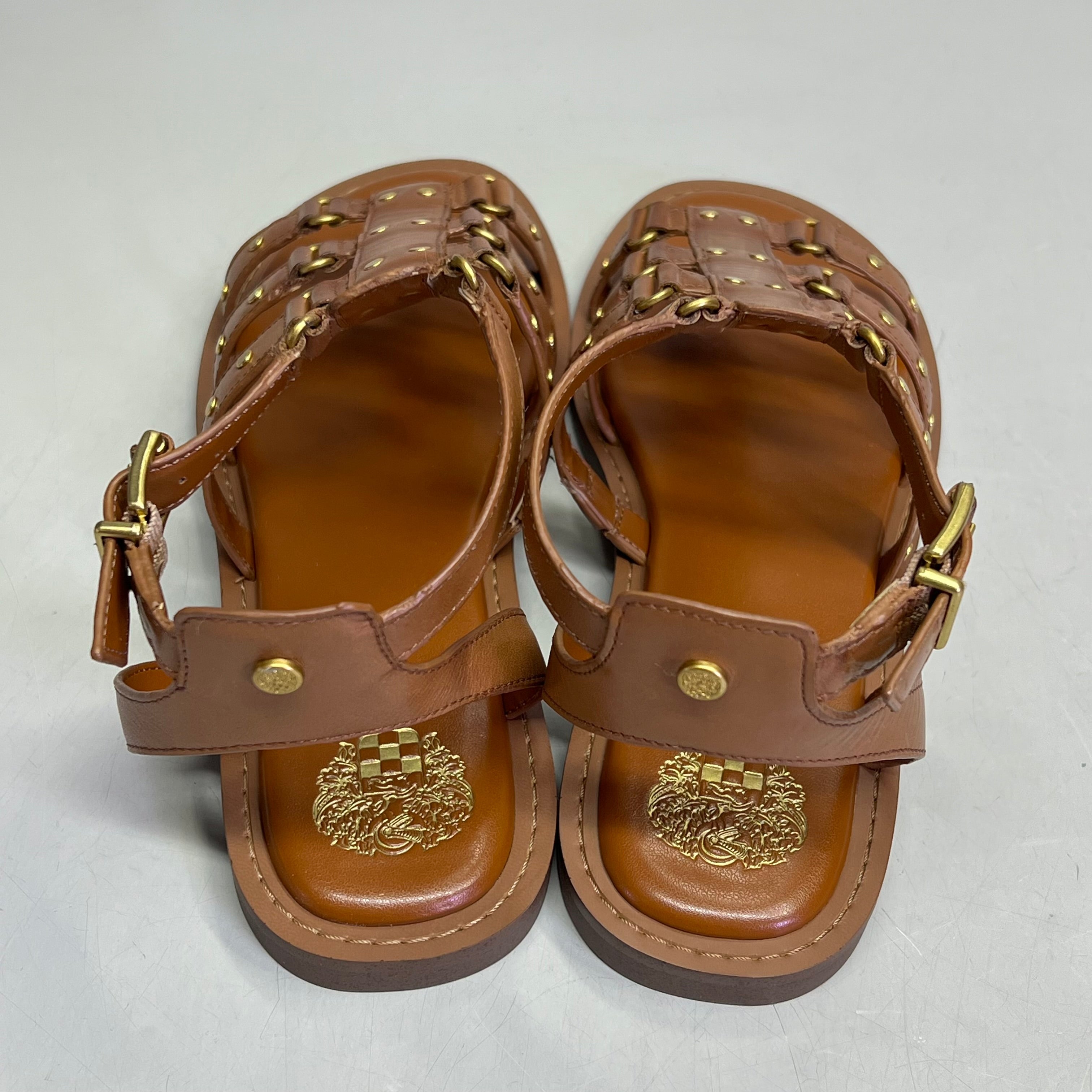 VINCE CAMUTO Leather Studded Gladiator Sandals Women's Sz 8.5M Caramelo VC-Claira