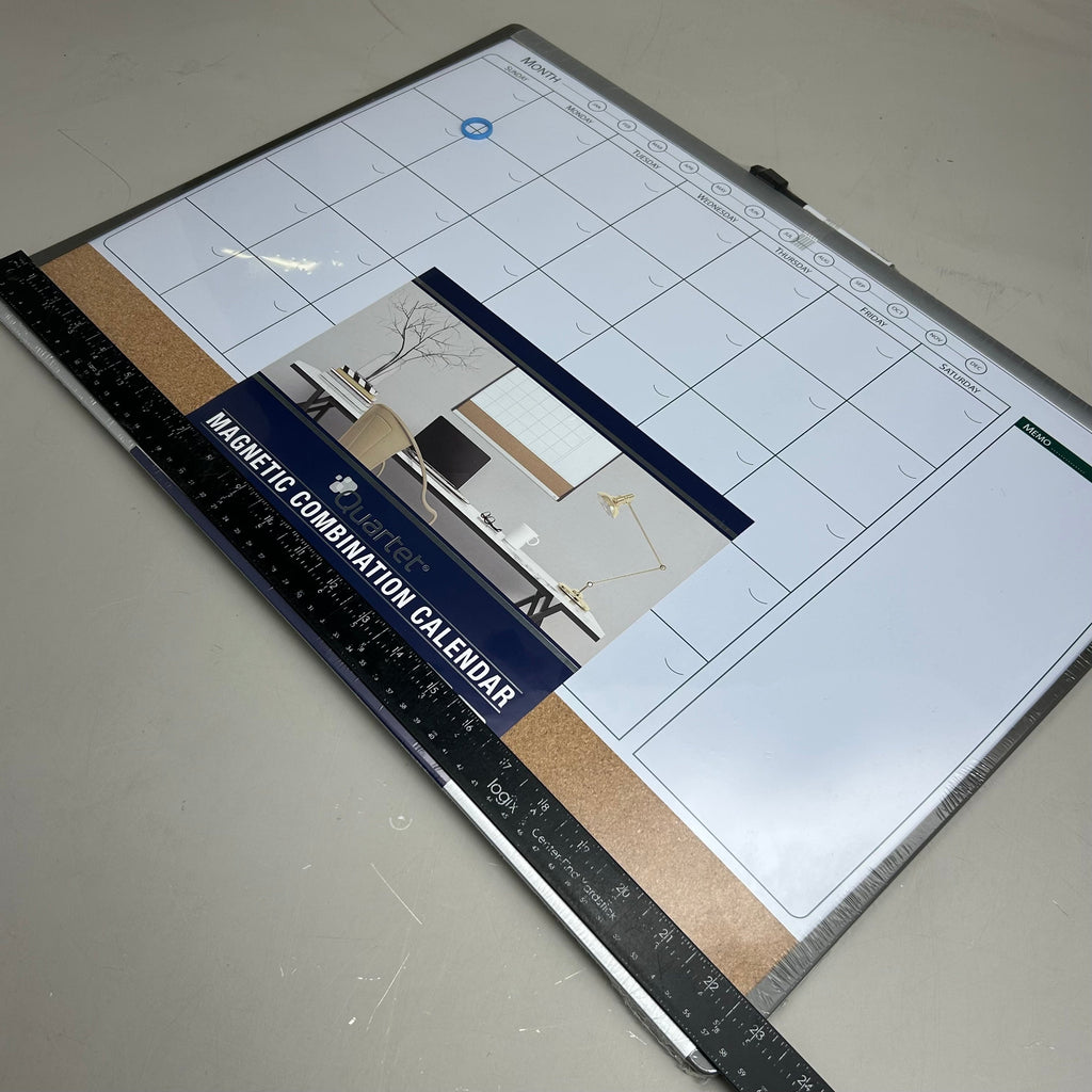 QUARTET Magnetic Combination Calendar/Dry Erase & Cork Board 17"x23" 79372