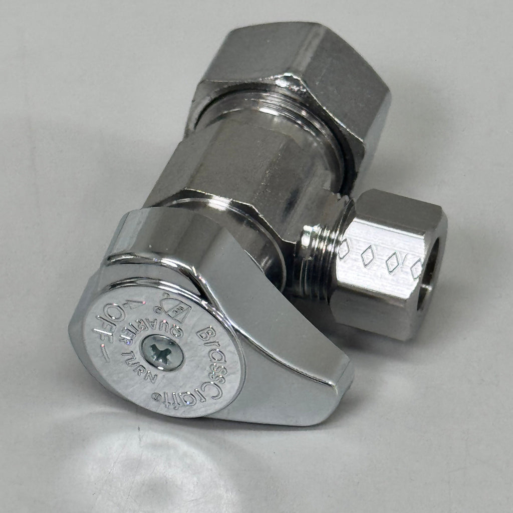 ZA@ BRASS CRAFT (5 PACK) 1/4" Turn Angle Supply STOP Valve 1/2"x3/8" Chrome G2CR19XC As-is Damaged Packaging