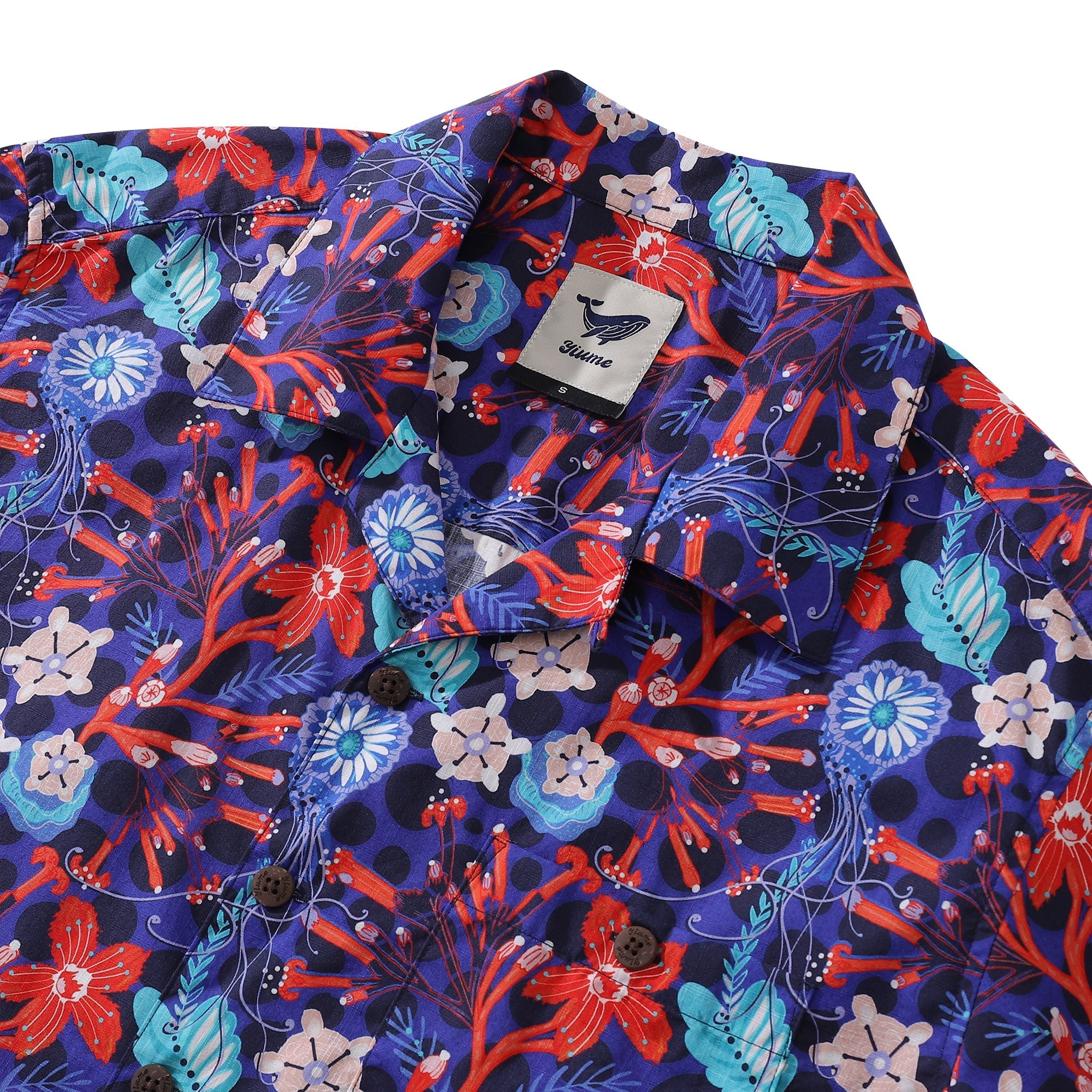 Summer Hawaiian Shirt For Men The Big Dive By Lucille Pattern Print Shirt Camp Collar 100% Cotton
