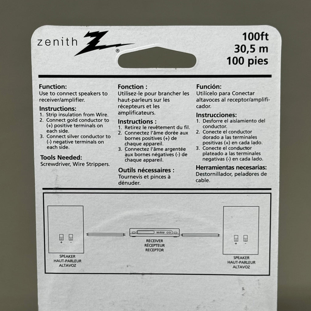 ZA@ ZENITH (2 PACK) 24 AWG Sheath Insulated 100ft Speaker Wire AS110024C New Other (Slightly Damaged Packaging)